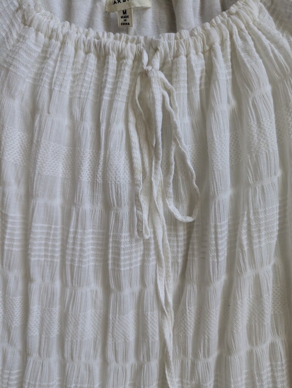 Max Studio White Tiered Dress Mini Medium Boho Cottagecore Flowy Romantic - Picture 5 of 9